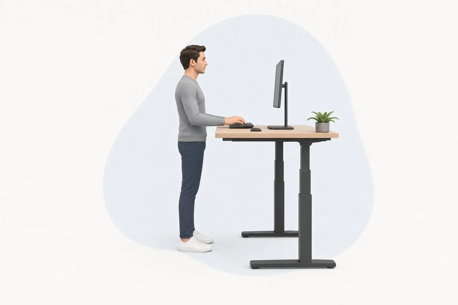 Escritorio elevable en posición de pie