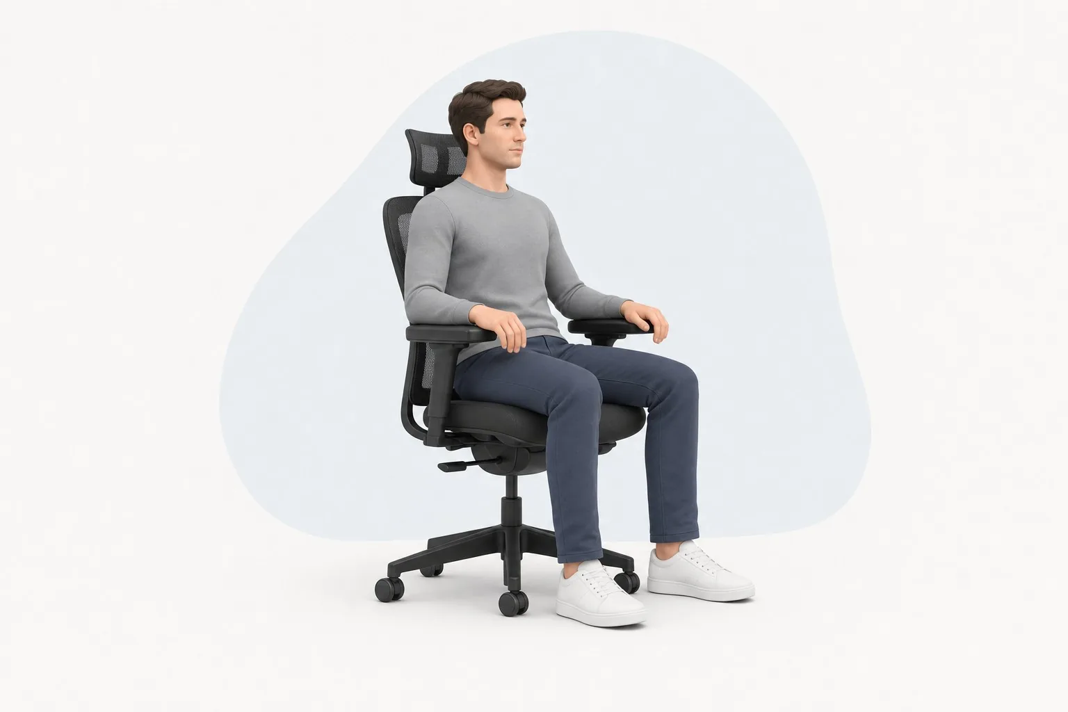 Silla ergonómica en un puesto de trabajo en casa